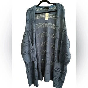 NWT Lane Bryant Open Stitch Open Front Cardigan, Size 18/20, Blue